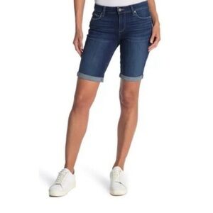 Paige Jax Knee Shorts Size 32 Raw hem Cut Off Jean Shorts Dean Dark Wash